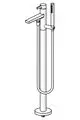 HANSALFT-Armatur mit einem langen Standrohr und Handbrause, chromfarben, mit einem Hebel zur Steuerung der Wassermenge und -temperatur.
